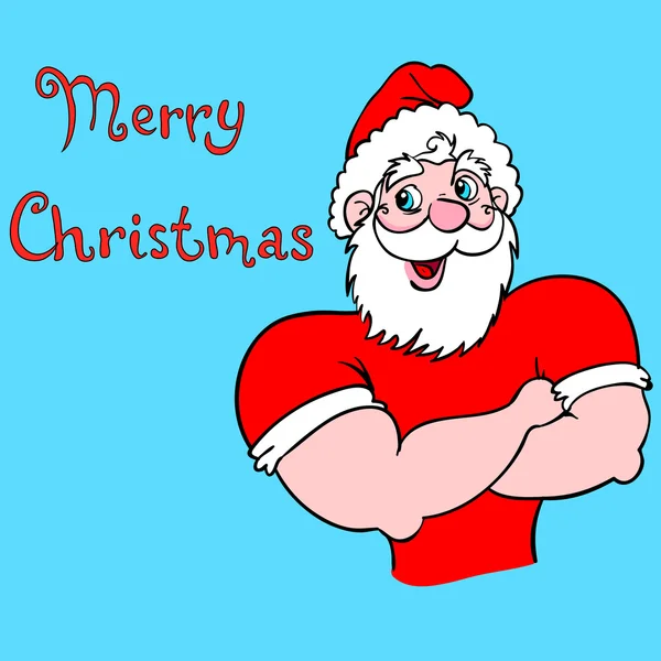 Muscular Santa Claus with a raised hand gesture. — Stock Photo, Image