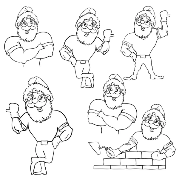 Um conjunto de imagens muscular Papai Noel — Fotografia de Stock