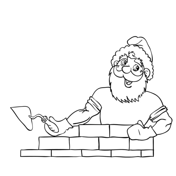 Santa Claus muscular builds a brick house. — Stock Photo, Image