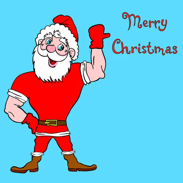 Muscular Papai Noel com um gesto de mão levantada . — Fotografia de Stock