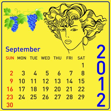 2012 year calendar with beautiful girl