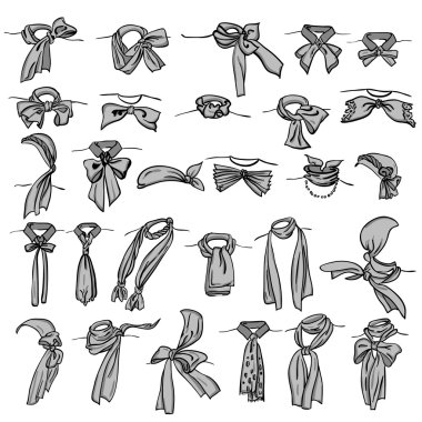 Set of different neckerchiefs clipart