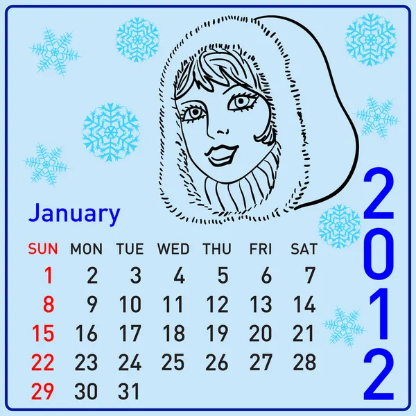 2012 year calendar beautiful girl — Stock Photo, Image