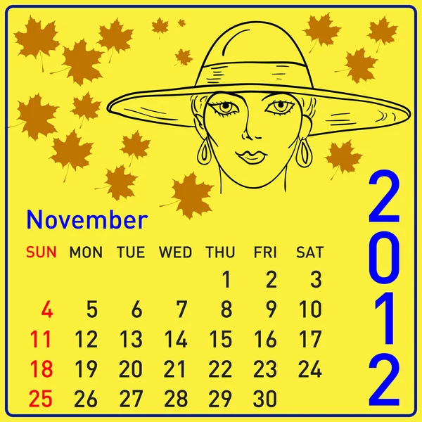 2012 año calendario con hermosa chica —  Fotos de Stock