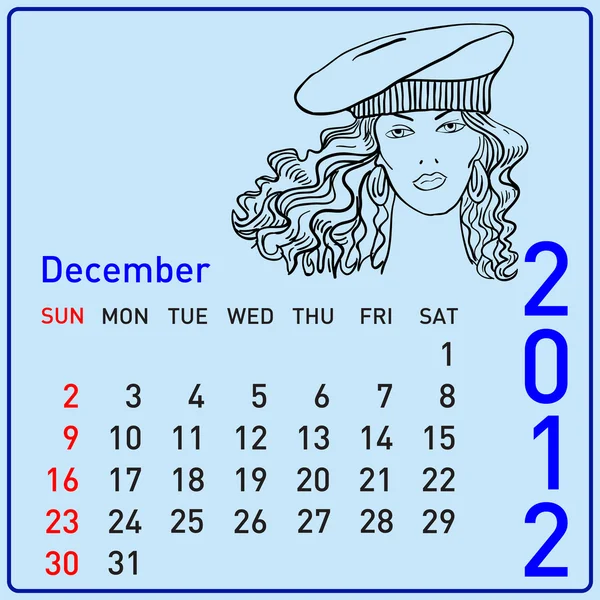 2012 year calendar with beautiful girl — Stock fotografie