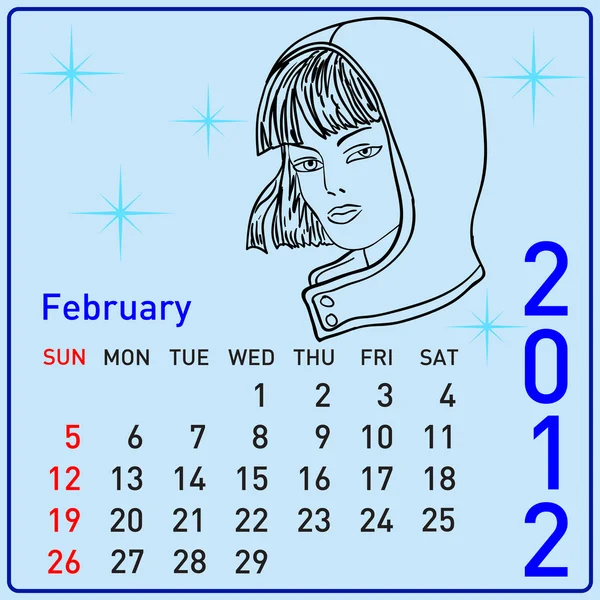 2012 año calendario con hermosa chica — Foto de Stock