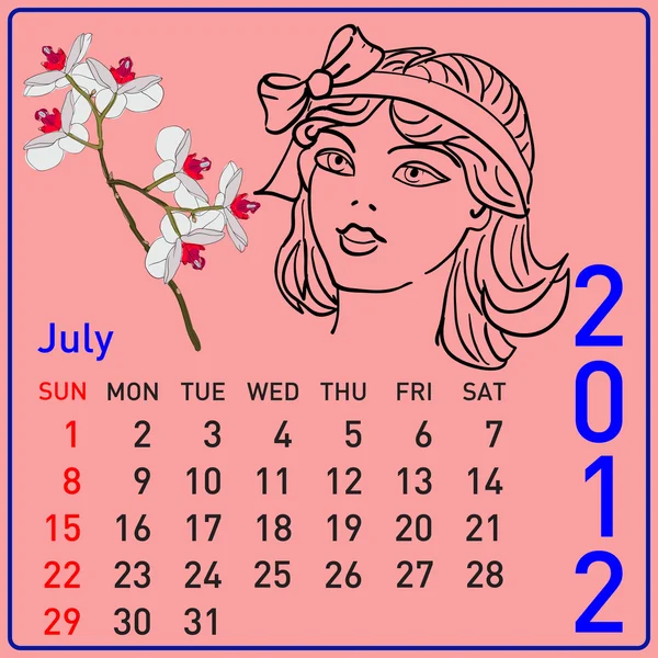 2012 year calendar with beautiful girl — 图库照片