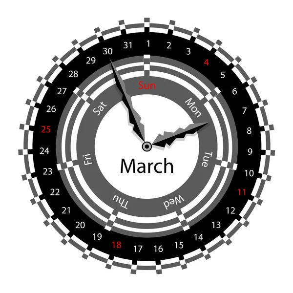 Kreative Idee der Gestaltung einer Uhr mit rundem Kalender für 20 Personen — Stockfoto