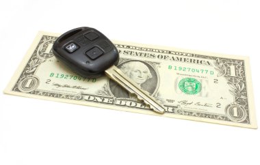 The car key lies on a dollar clipart