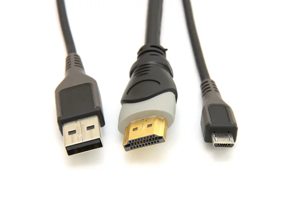 Usb plug and large and small hdmi cable — Stock Photo, Image