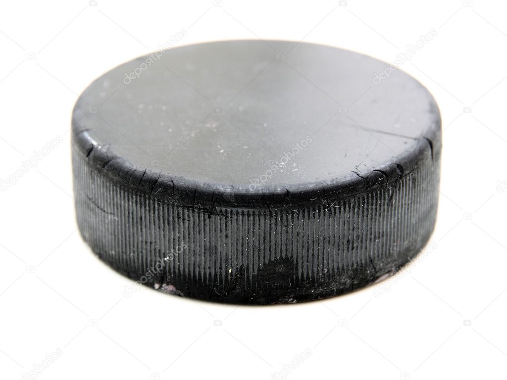 Black old hockey puck