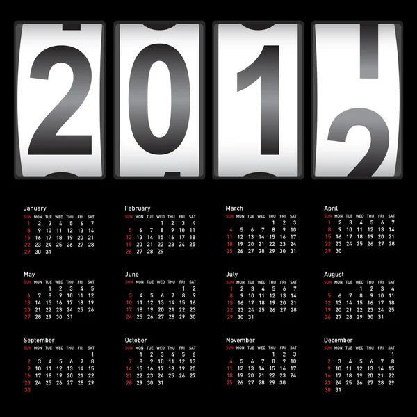 Стильный календарь на 2012 год. По воскресеньям — стоковое фото