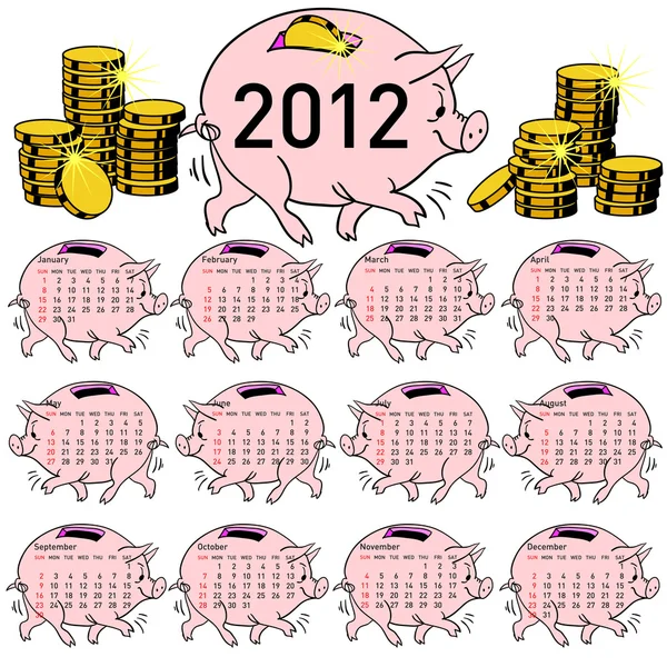 Стильный календарь Свиная копилка на 2012 год . — стоковое фото