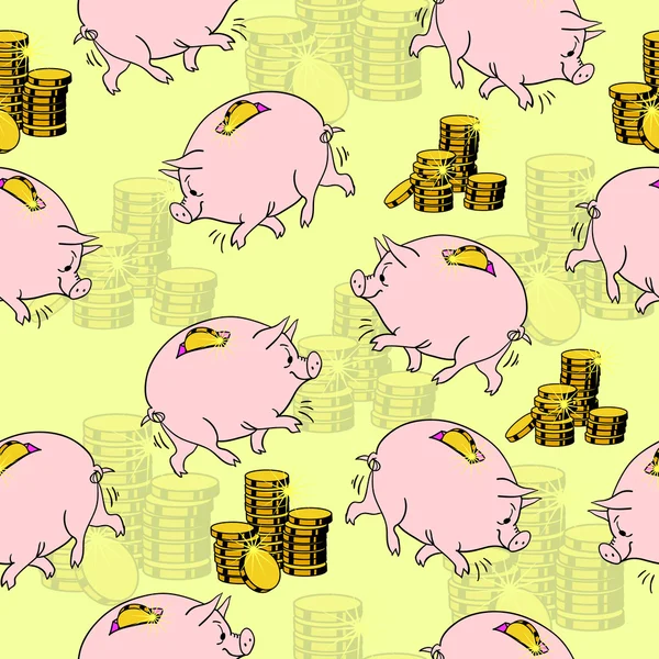 Sparschwein, Goldmünzen. — Stockfoto