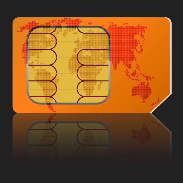 Sim card with a map of the world. — Stock Photo, Image