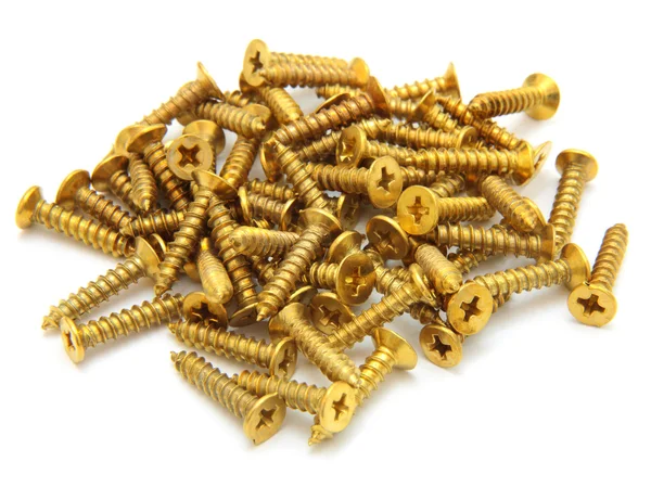 A handful of steel screw. Metallic abstract — Stock Photo, Image