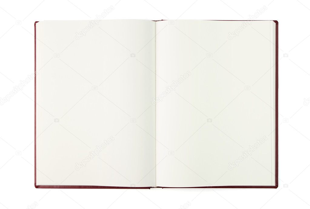 Opened blank book with clipping path