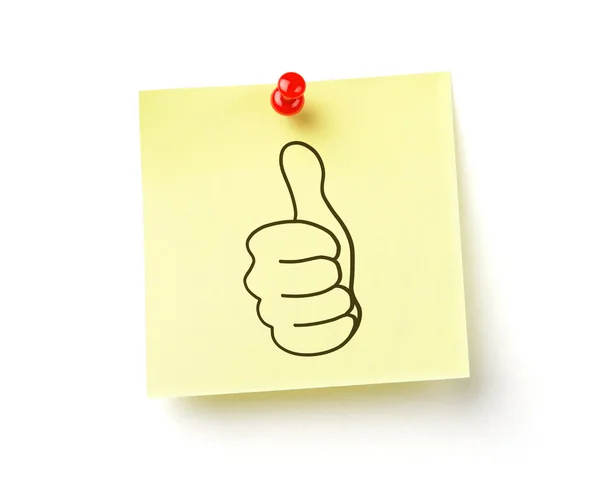 Thumb up note on white with clipping path — Stock Photo, Image