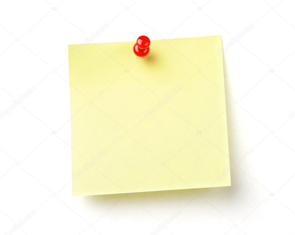 Blank yellow note on white with clipping path