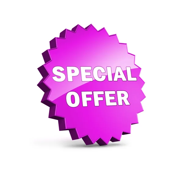 Purple star shape icon with SPECIAL OFFER sign — Stock Photo, Image