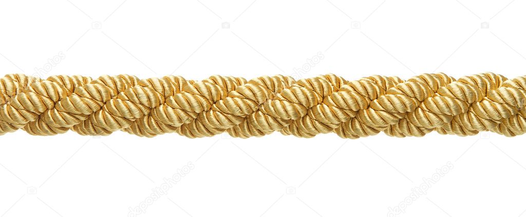 Elegant gold rope isolated on white background