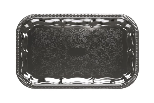 Top view of an silver tray — Stock Photo, Image