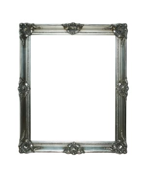 Empty vintage silver frame with clipping paths clipart