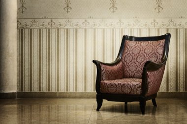 Vintage empty chair in luxury interior clipart