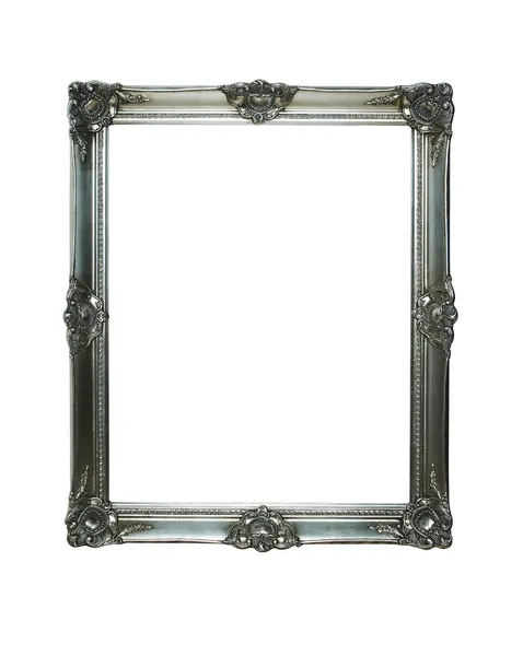 Lege vintage zilveren frame met uitknippaden — Stockfoto