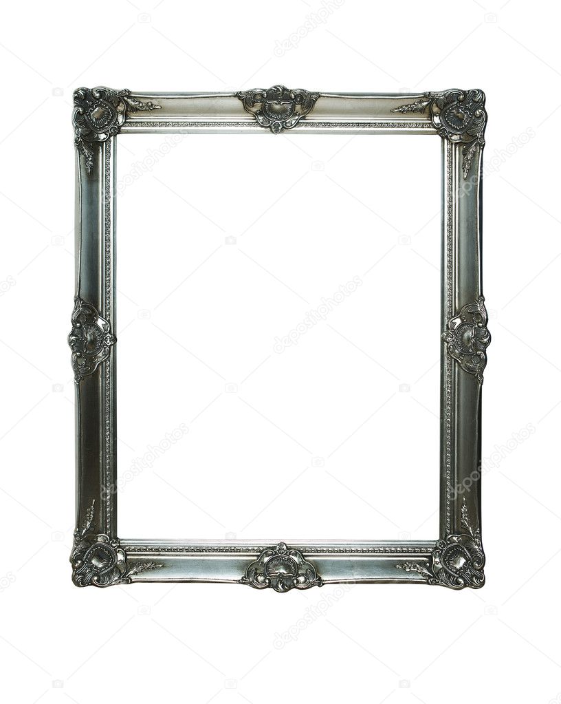 Empty vintage silver frame with clipping paths