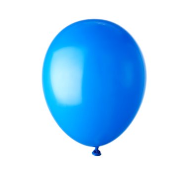 Single blue balloon isolated on white clipart