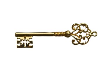 Gold ornate skeleton key