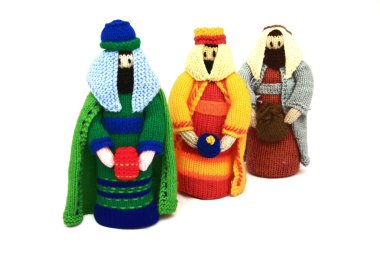 Nativity scene, the 3 wise men or kings bearing gifts, clipart