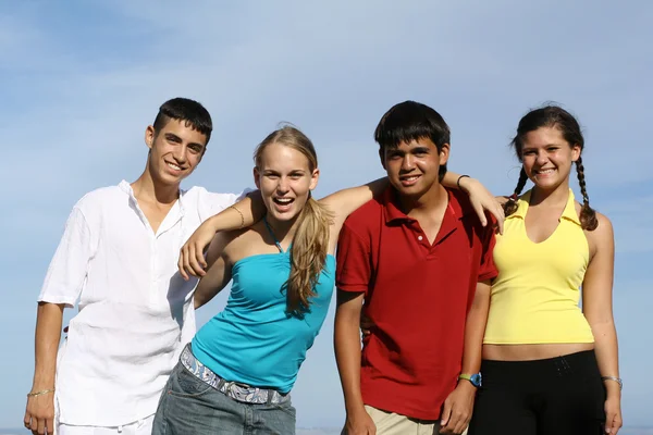 Diversity, friendly group of welcoming kids, students or teens Stock Photo