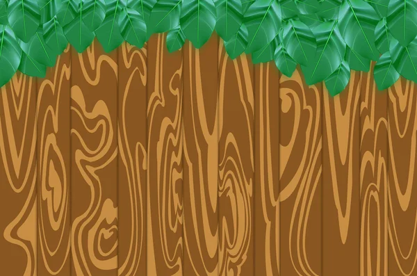 Pieza recta de madera y hojas — Foto de Stock