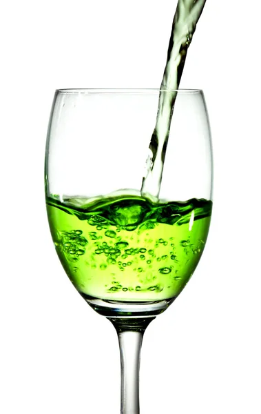 Water poured into glass ( Green cocktail ) — Stock Photo, Image