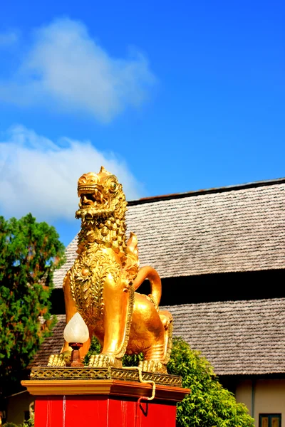 前庙泰国狮子雕像 — 图库照片