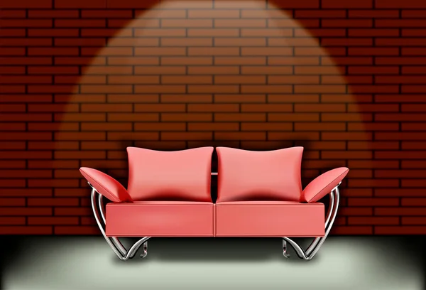 Sofá sala de estar y paredes de ladrillo — Foto de Stock