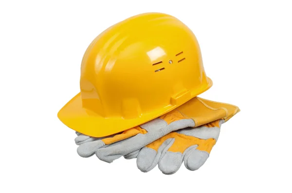 Helmet of the builder, it is isolated on white — Stock Photo, Image