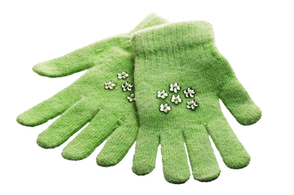 緑の子供の手袋 — ストック写真