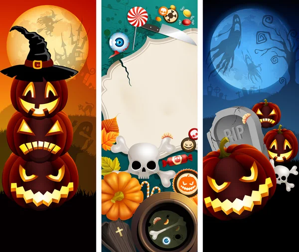 Halloween banners with pumpkins — Stock Vector