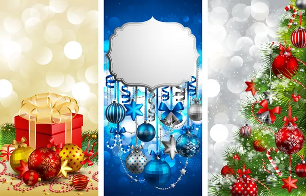 Christmas banners with baubles — Stock Vector