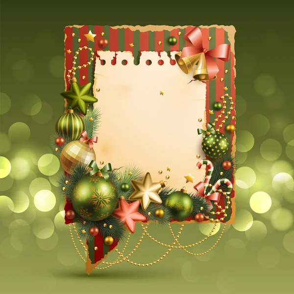 Burbuja vintage de Navidad con adornos — Archivo Imágenes Vectoriales