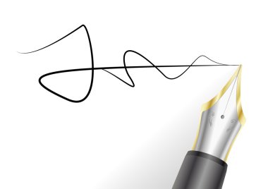fountain pen with signature clipart