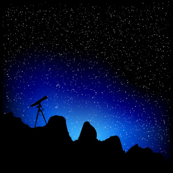 望远镜和星星 — 图库矢量图片