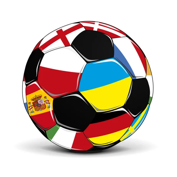 Bola de futebol com bandeiras — Vetor de Stock