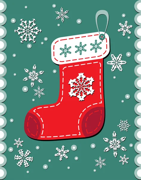 Vintage christmas patchwork sock — Stock Vector
