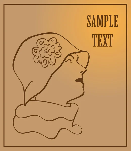 Вінтажна листівка з жінкою в капелюсі — стоковий вектор