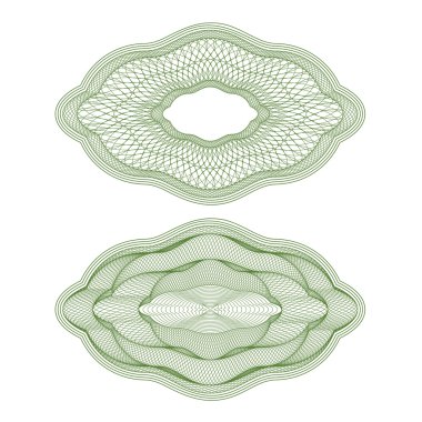 Set of vector oval guilloche rosettes clipart