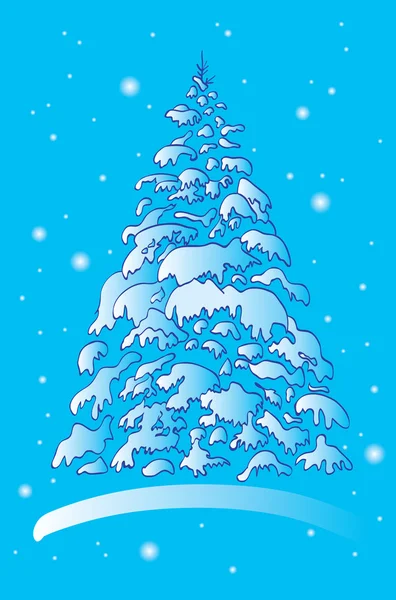 Winter kerstboom in de sneeuw — Stockvector